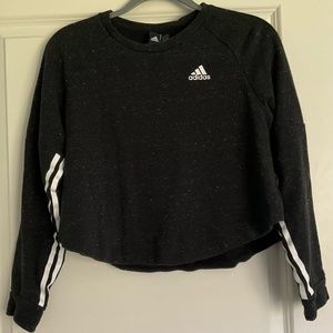 Black Adidas Cropped Crewneck Sweatshirt. Size Small